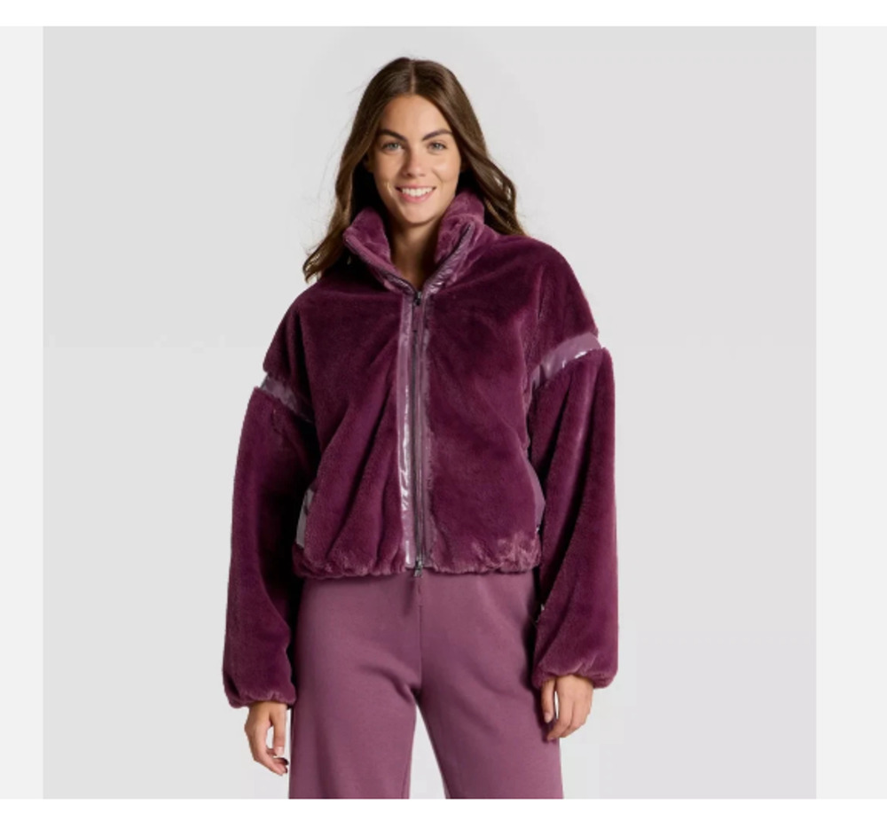 Faux Fur PU Trim Jacket Women's Sz Medium NWT- JoyLab